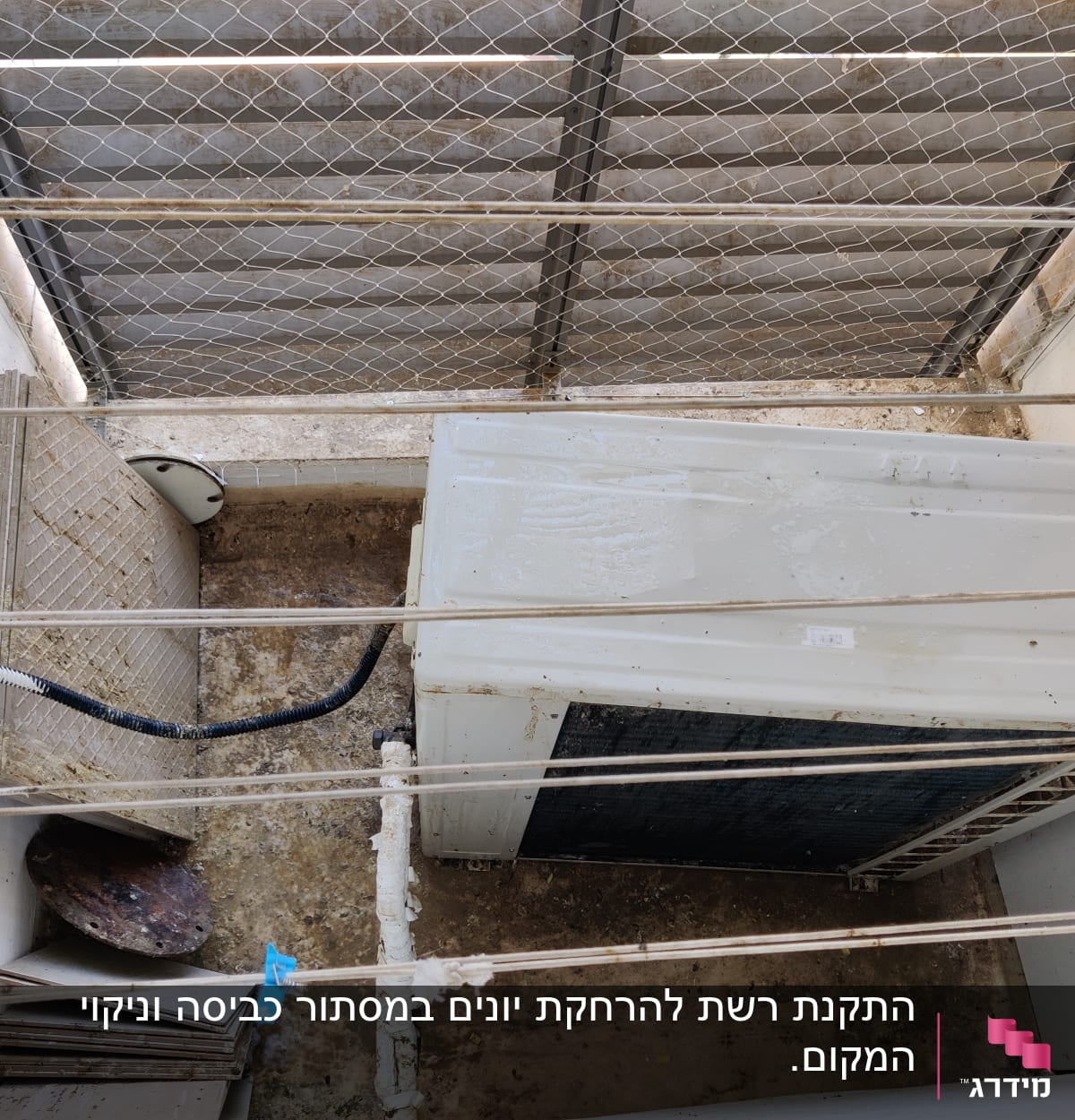 רשת מתכת מותקנת למניעת כניסת יונים